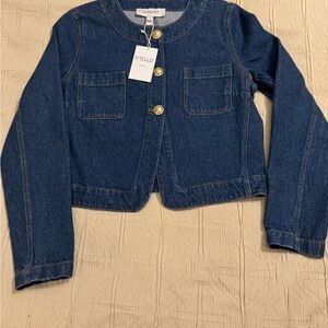 Derek Lam Kids Blue Denim Jacket with Gold Accents